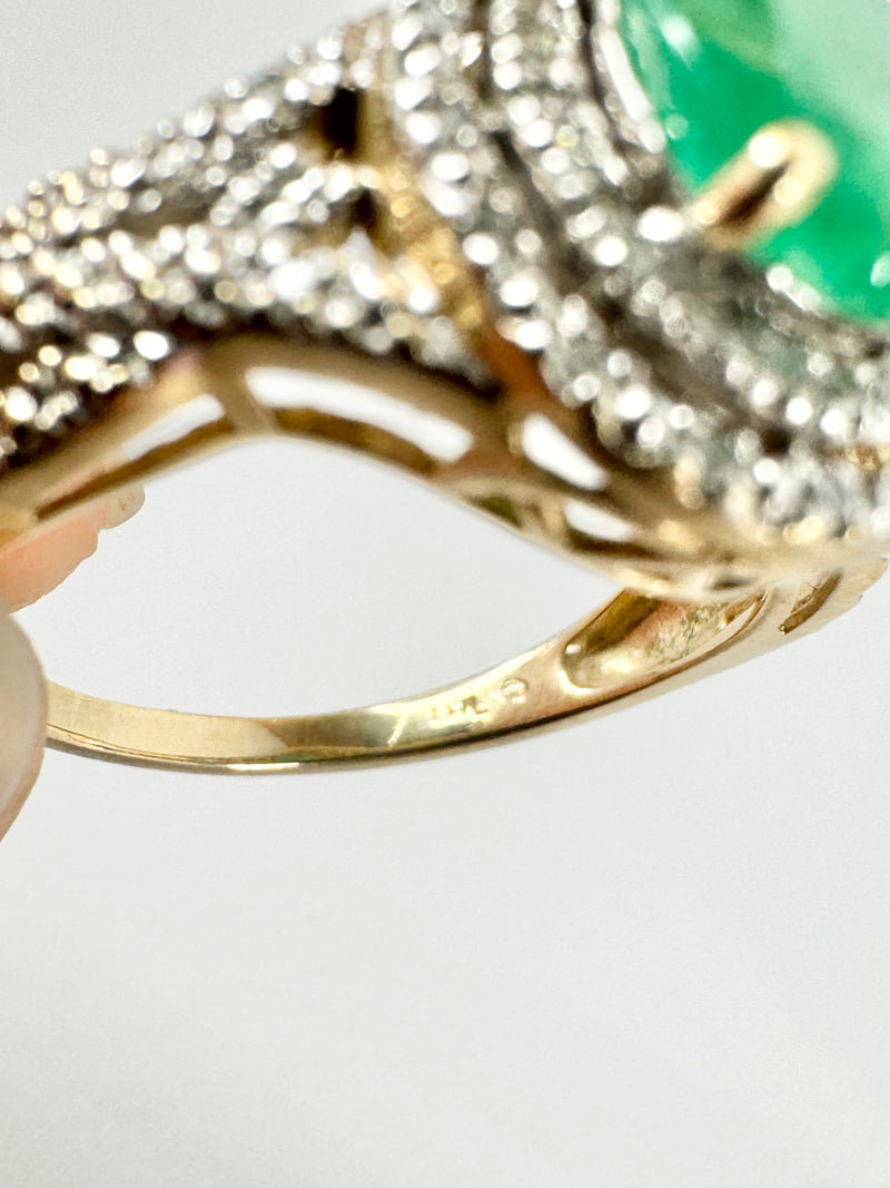 9ct Gold, Diamond & Emerald Ring