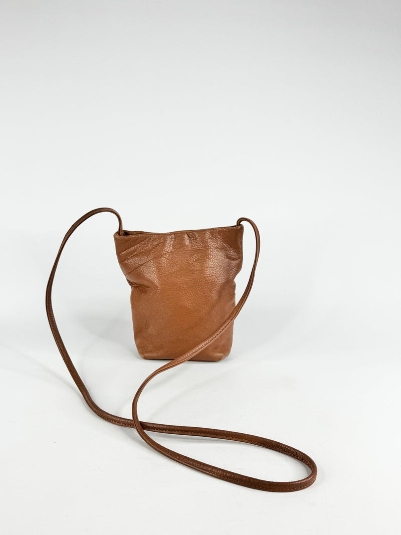 Baggu Tan Leather Cross Body Pouch