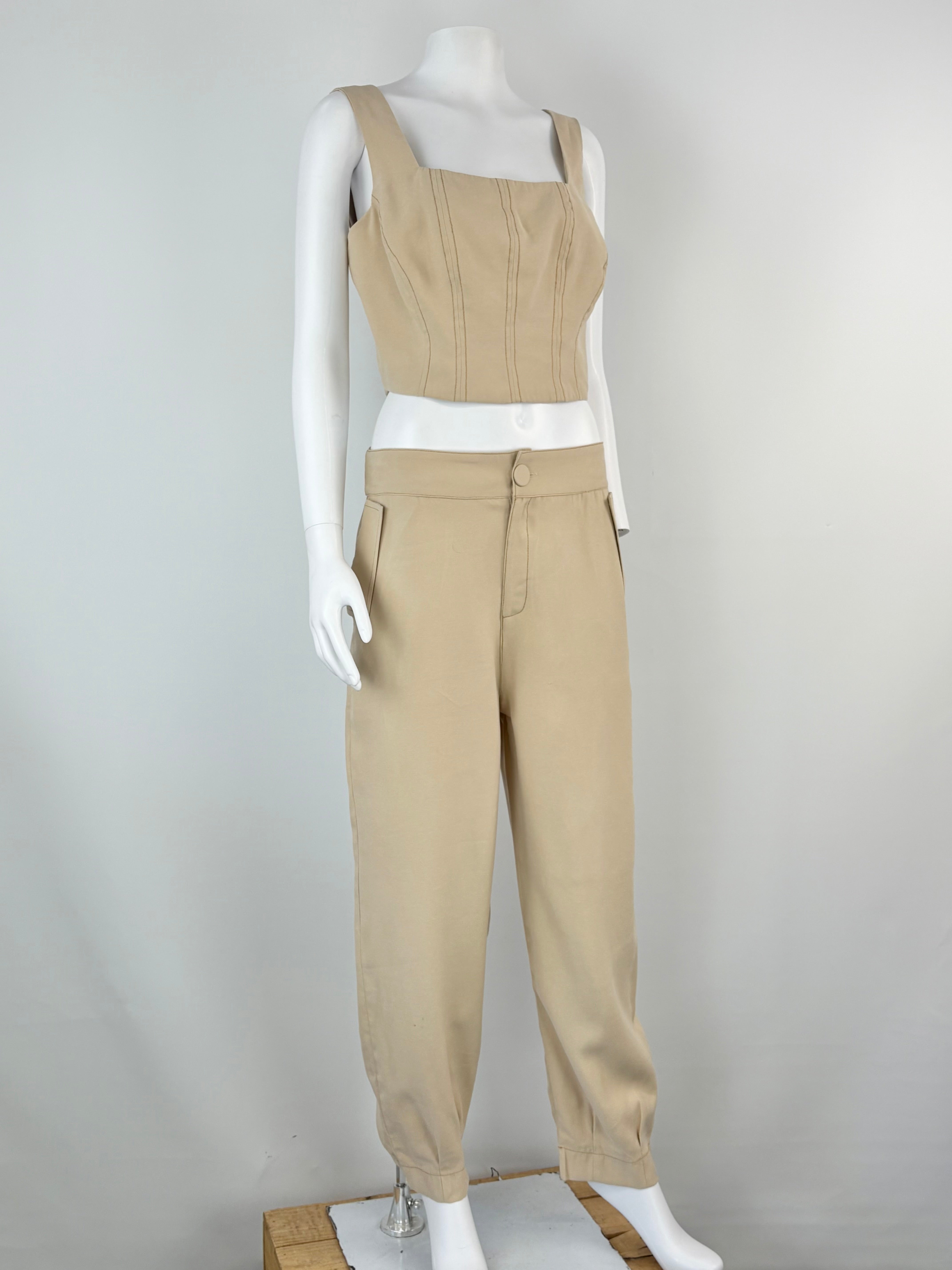 Dot. the Label Beige Crop Top & Pants Set - AU10