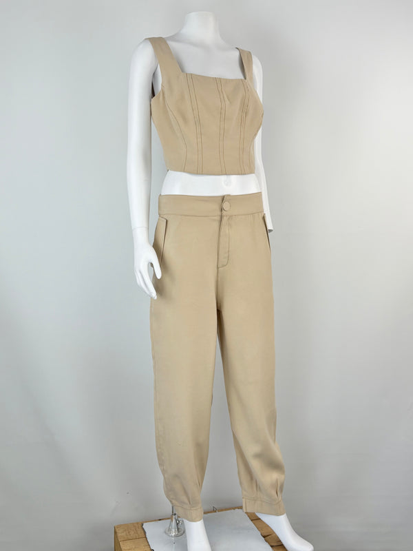 Dot. the Label Beige Crop Top & Pants Set - AU10