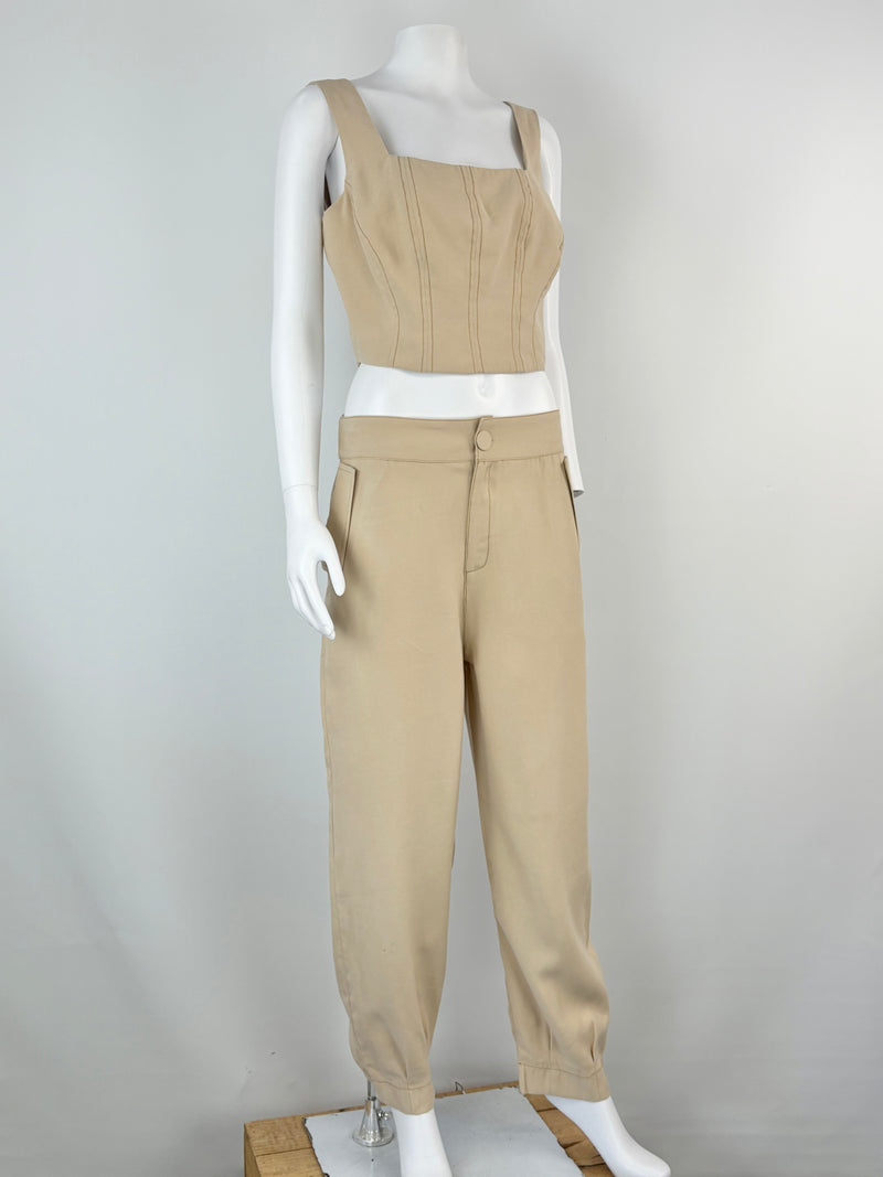 Dot. the Label Beige Crop Top & Pants Set - AU10