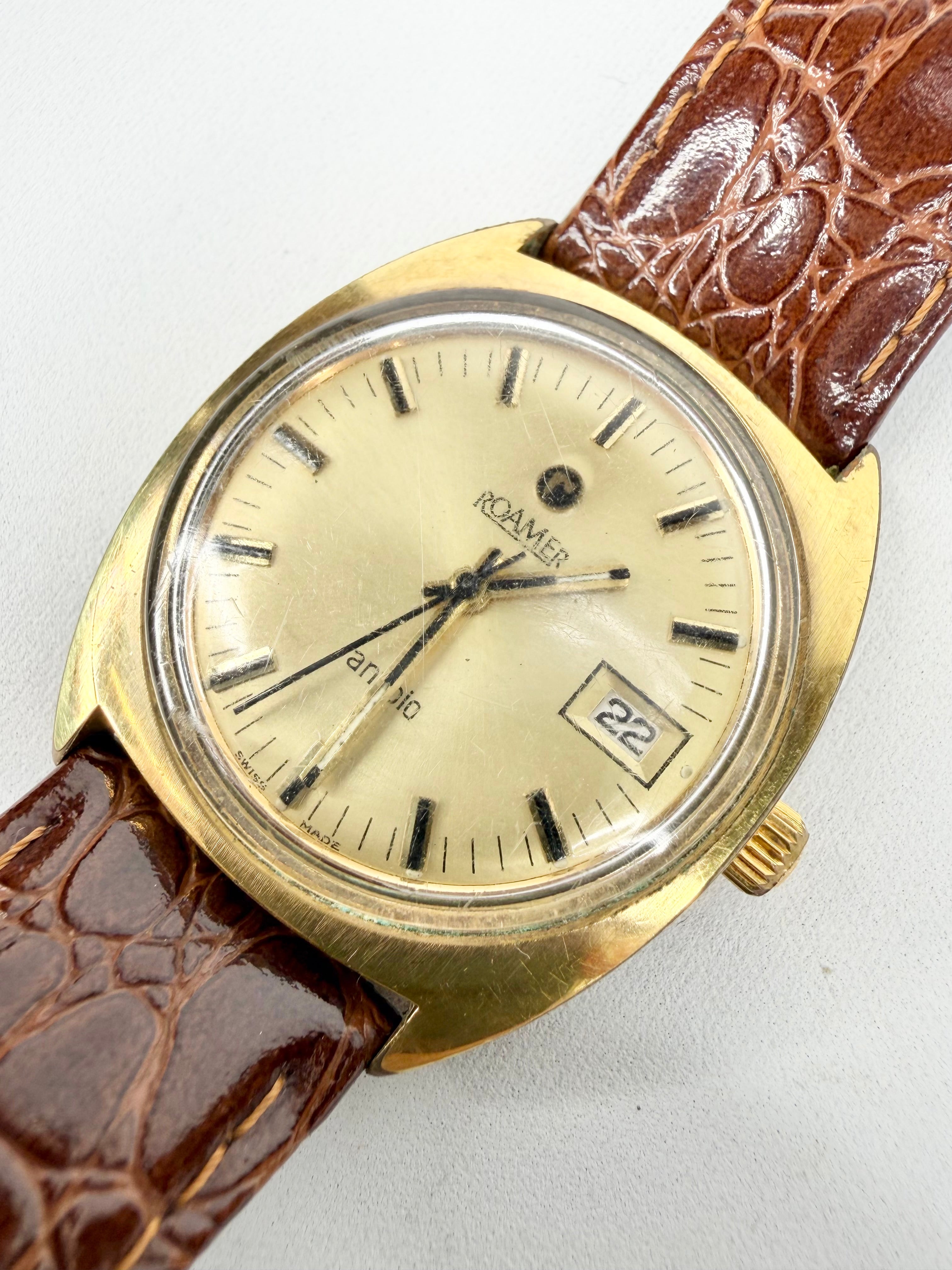 Vintage Roamer Anifbio Gold Plated Wrist Watch