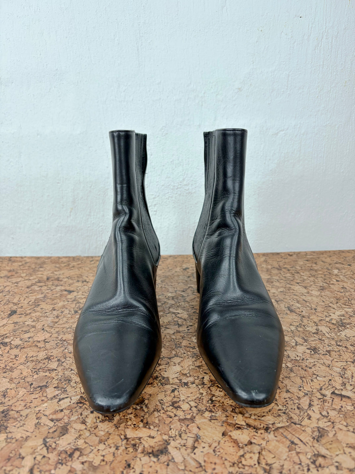 Jil Sander Navy Black Pointed Toe Boots - EU41