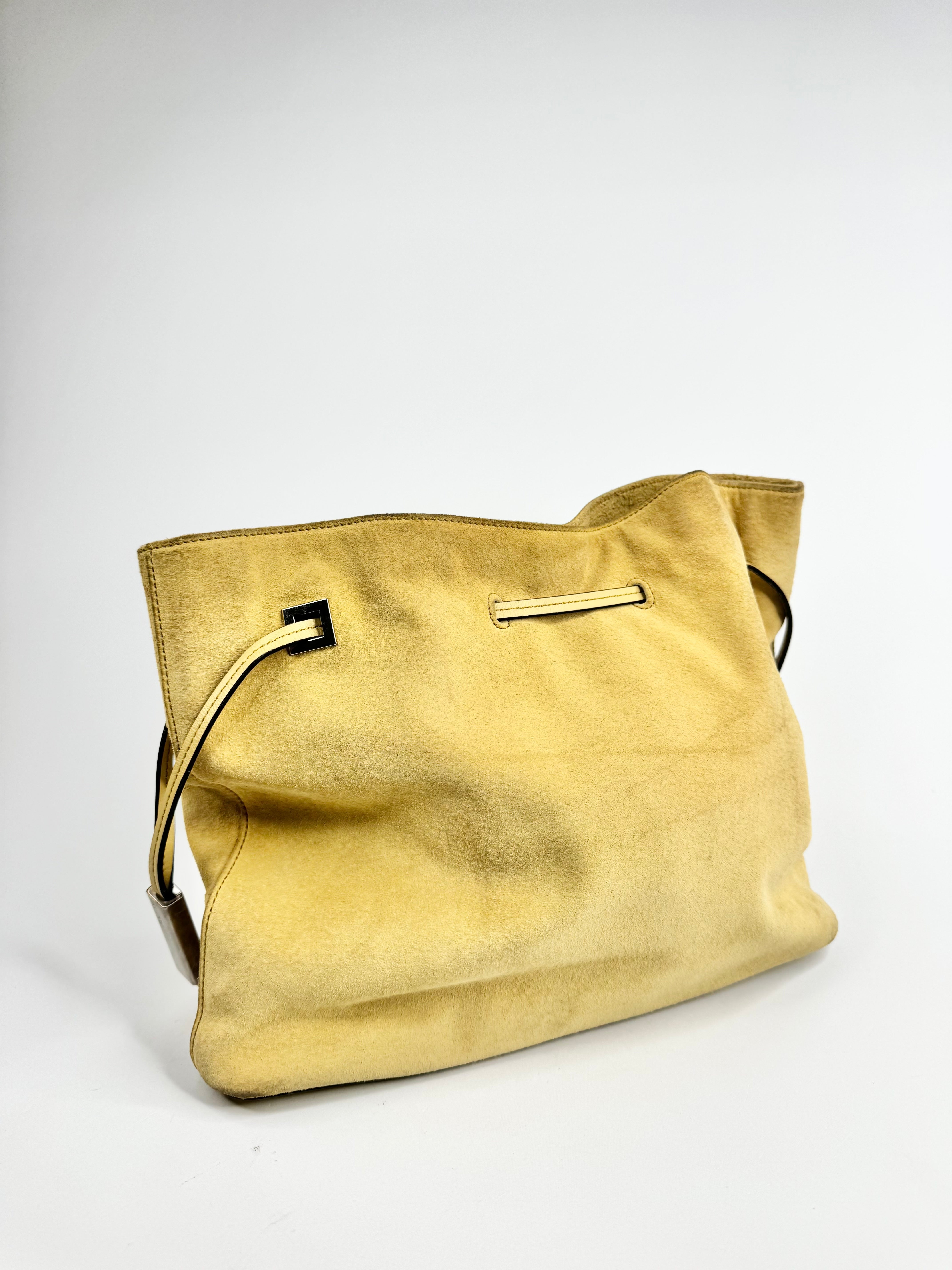 Vintage Bally 'Cladria' Butter Yellow Suede Shoulder Bag