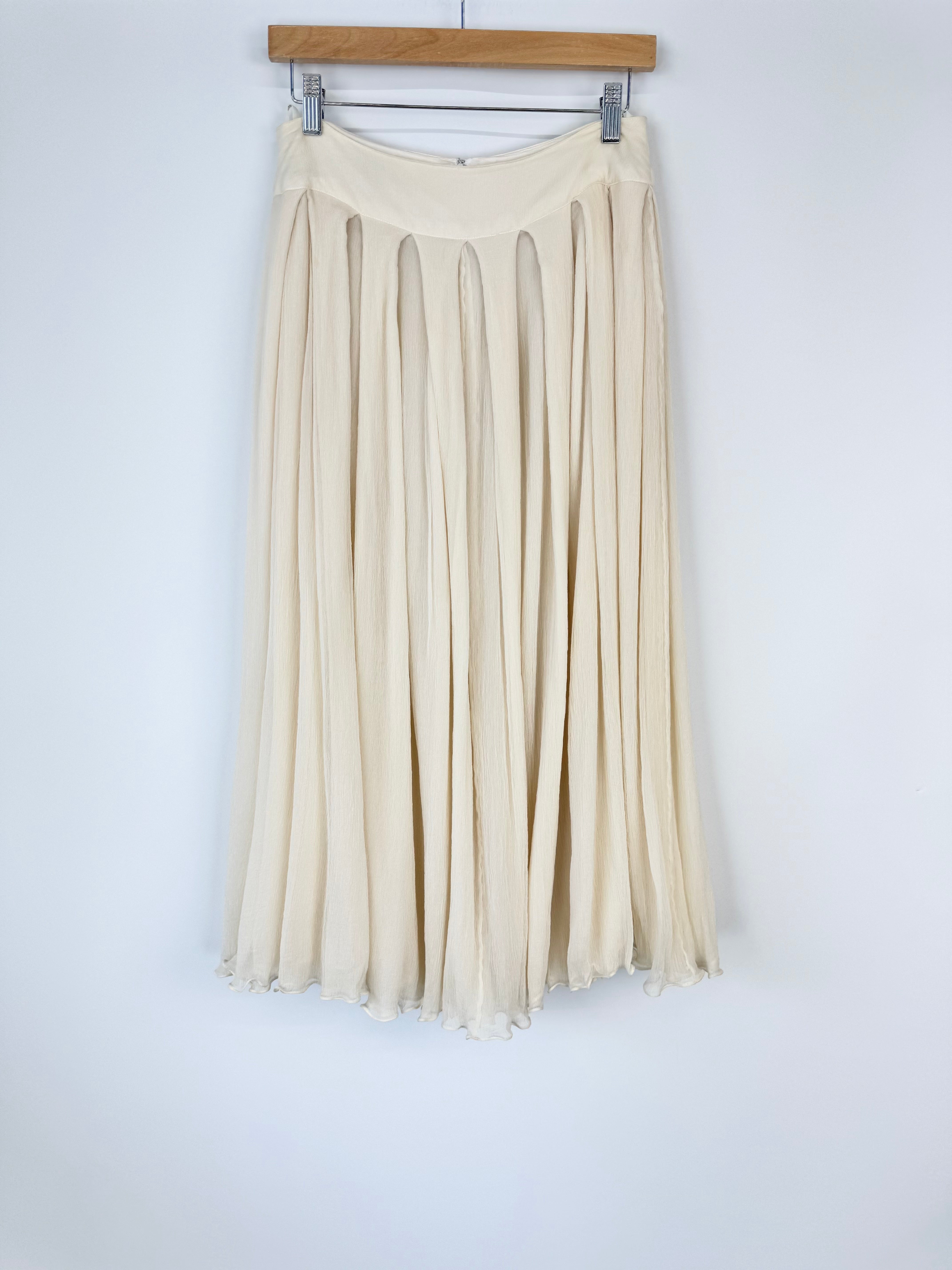 Weiss Ivory Pleated Silk Skirt - AU10/12