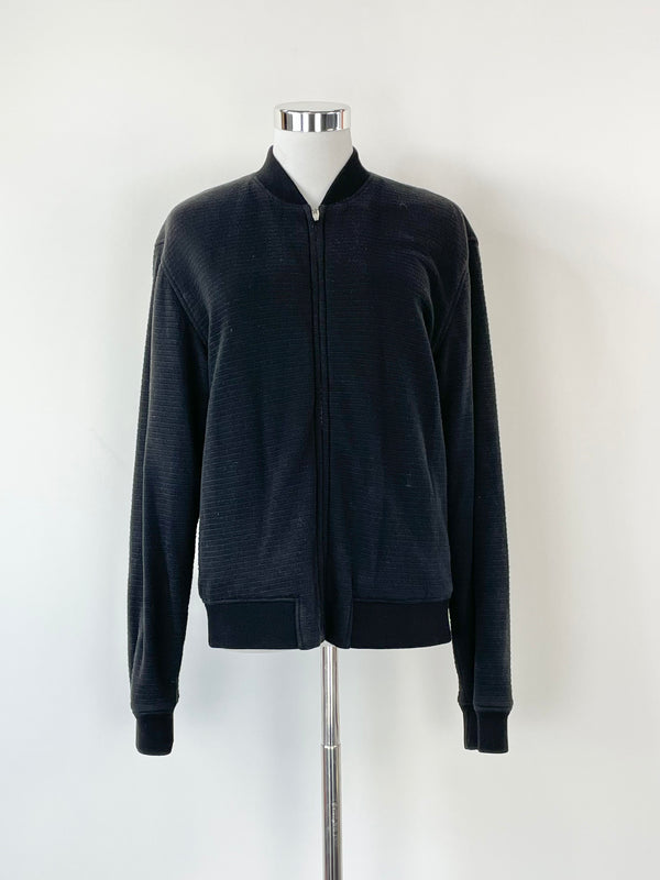 T By Alexander Wang Black Zip Fleece Jacket - S