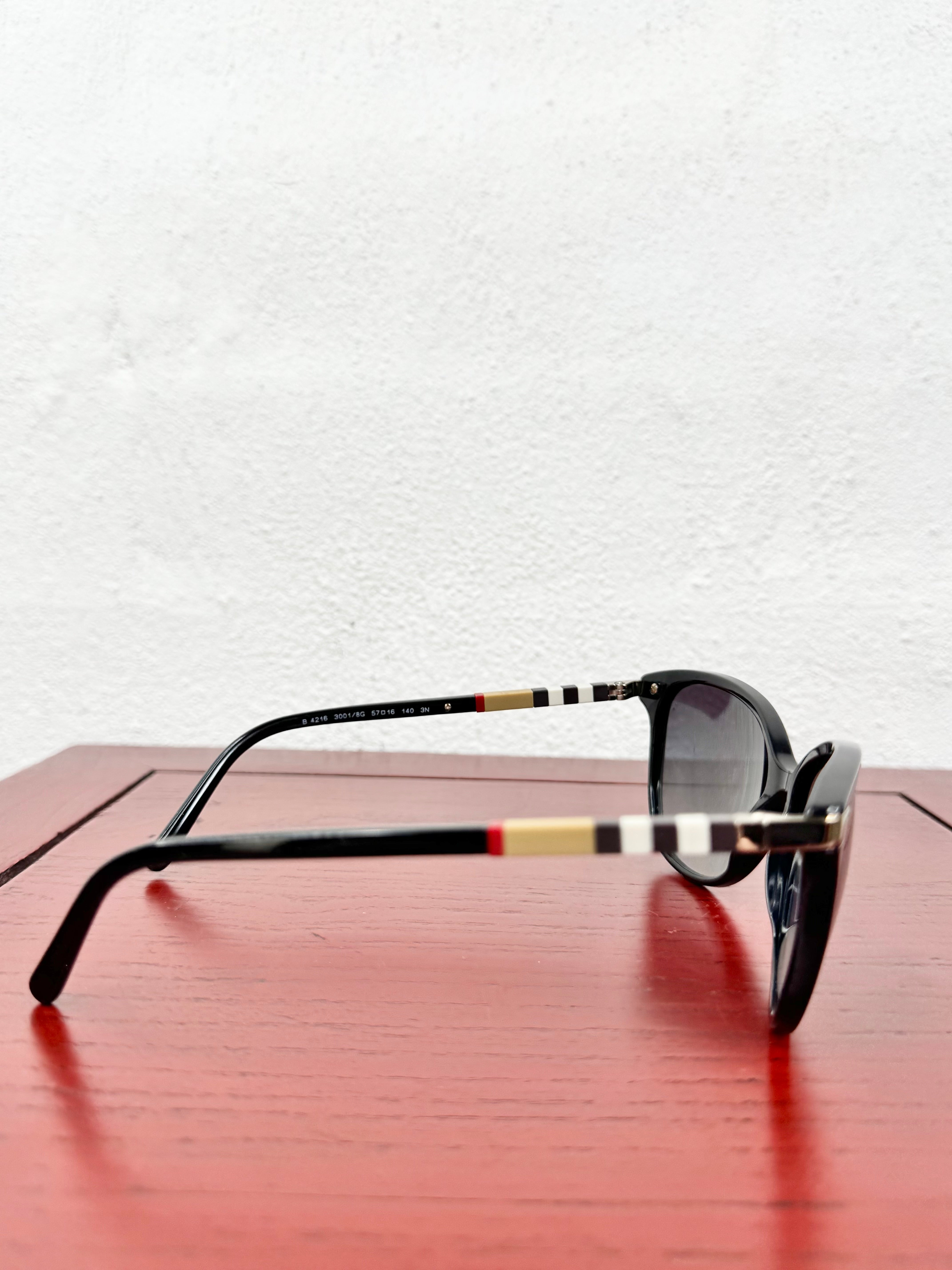 Burberry Cat Eye Nova Check Black Sunglasses