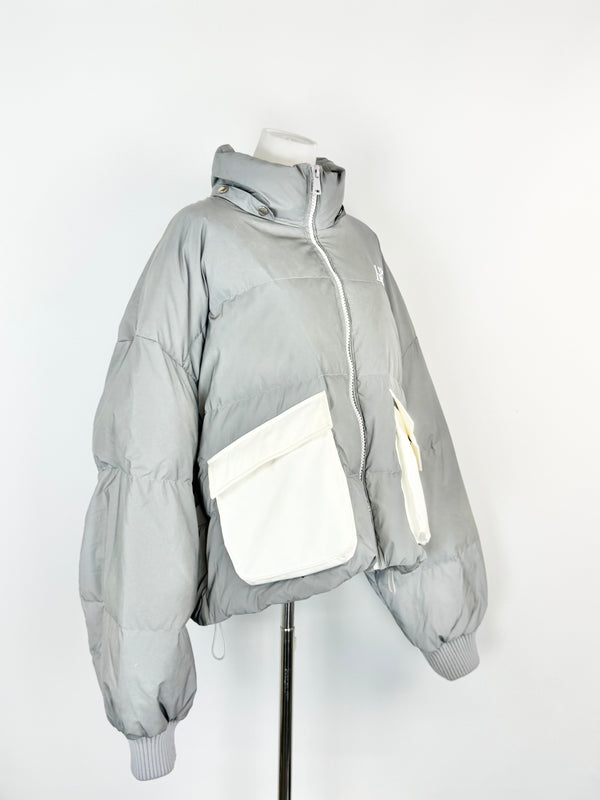 13DE MARZO Silver Reflective Puffer Jacket - AU10