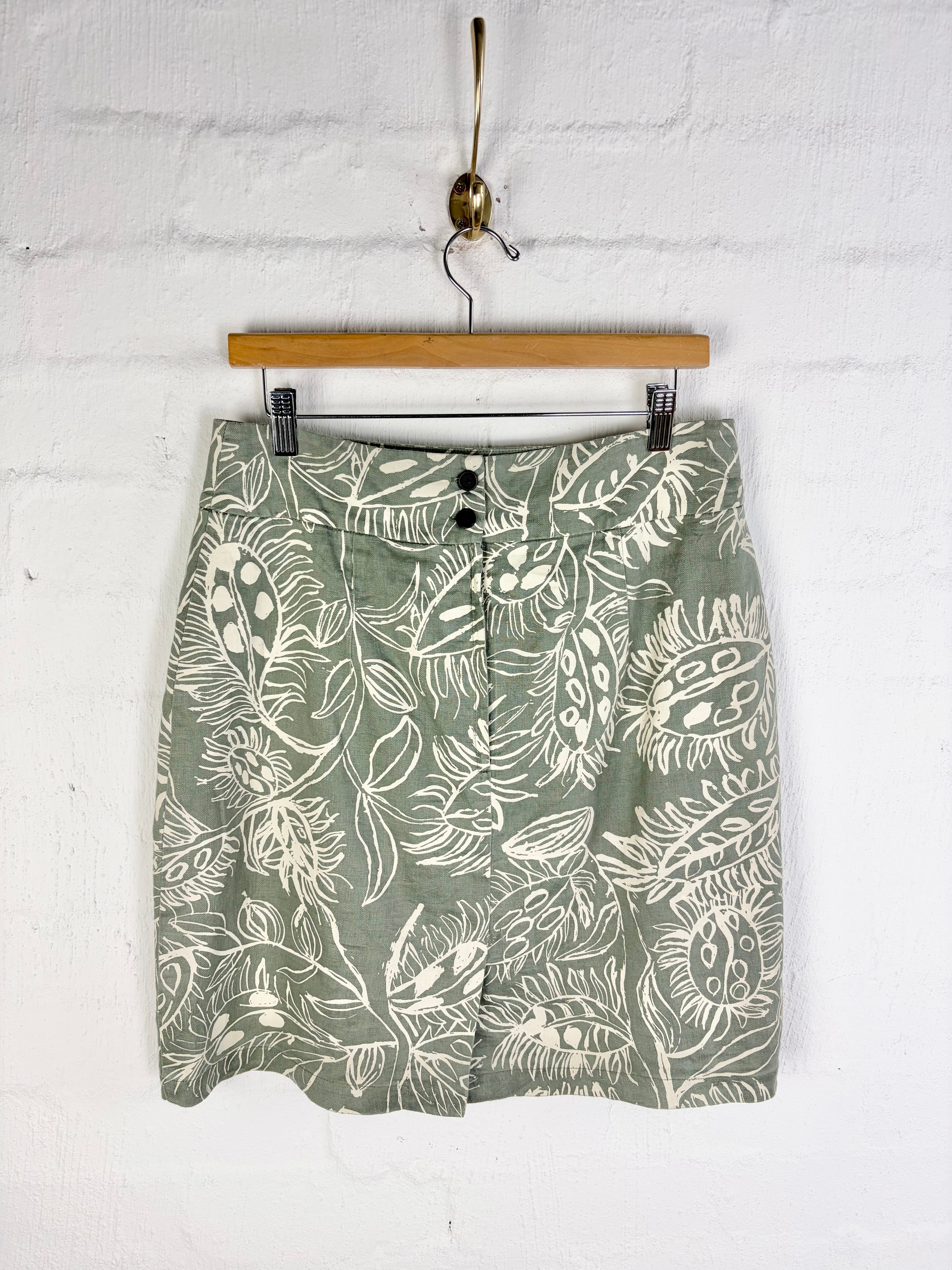 Magpie Goose 'Yarrun' Patterned Linen Skirt - AU14