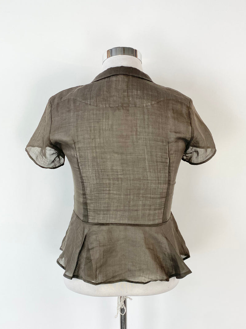 Cabbages & Roses Chocolate Brown Sheer Top - AU12