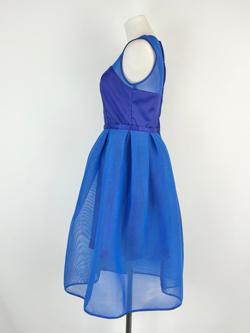 Bronx & Banco Cobalt Mesh & Satin Dress - AU10