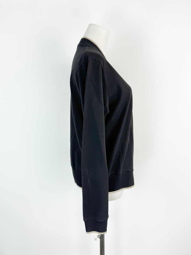 Kenzo Homme Black Cream Contrast Zippered Cardigan - XS