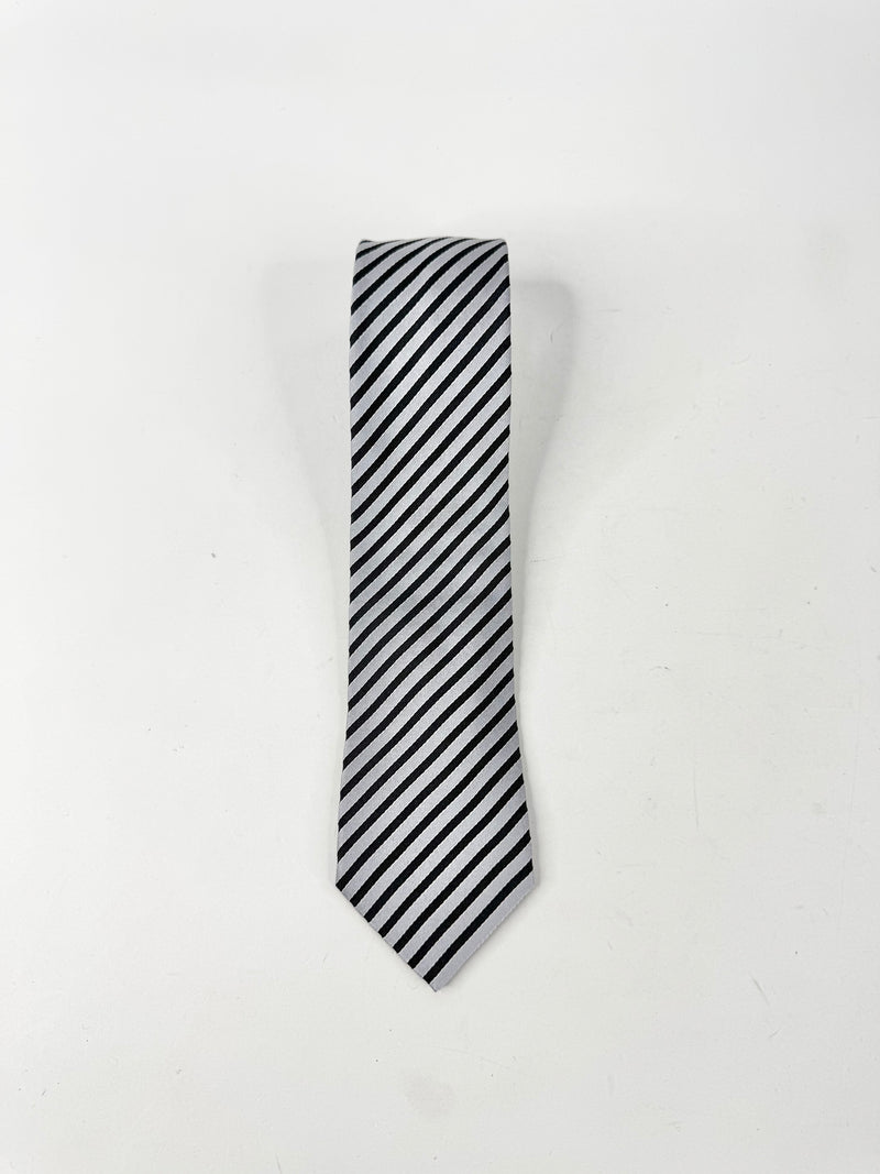 Emporio Armani Silver & Black Striped Tie
