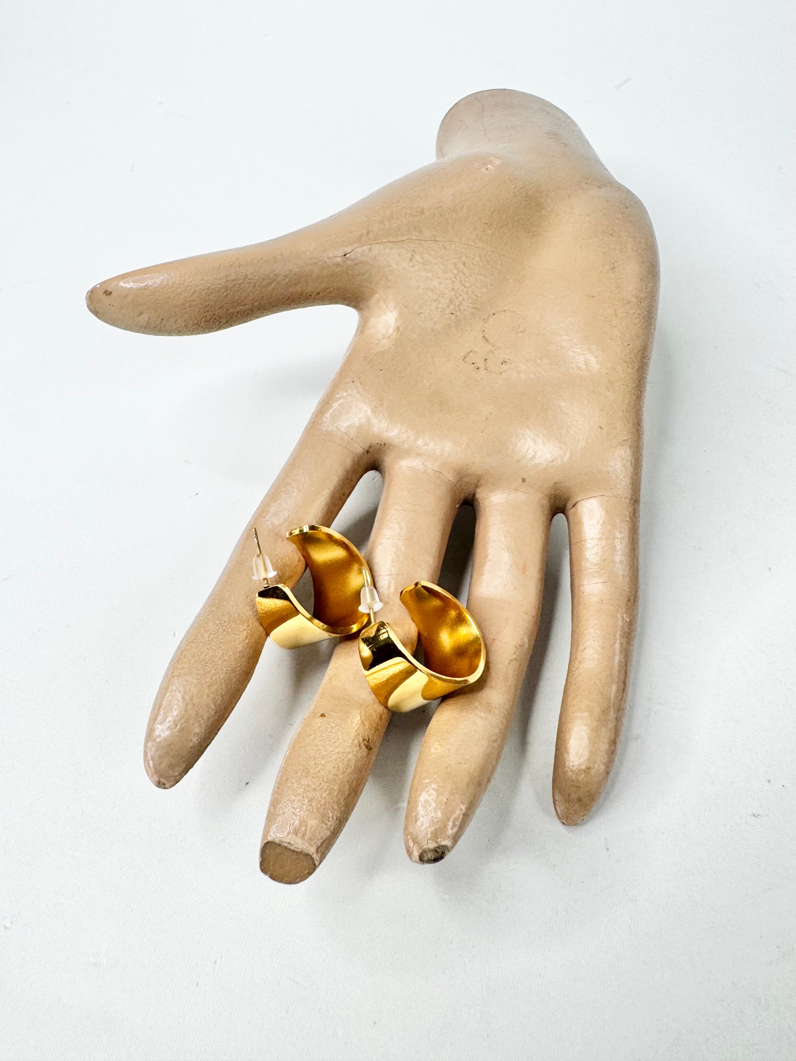 MFW Broad Gold Tone Hoop Earrings