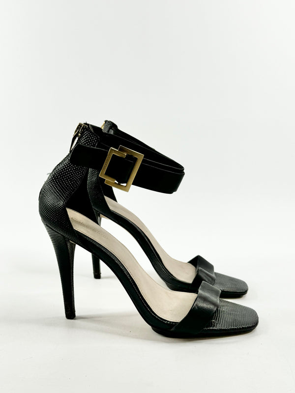 Calvin Klein Black Lizard Texture 'Sable' Stilettos - EU38