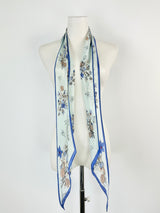 Oscar de la Renta Pale Blue Long Posy Scarf