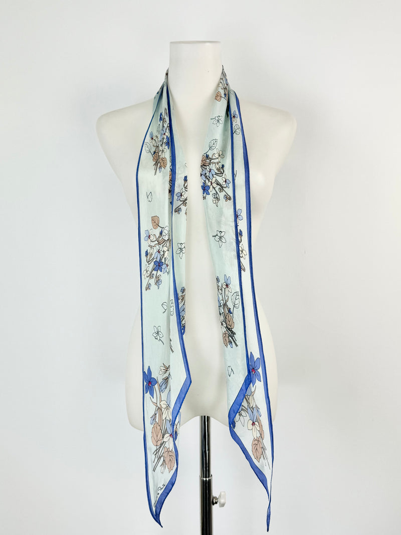 Oscar de la Renta Pale Blue Long Posy Scarf