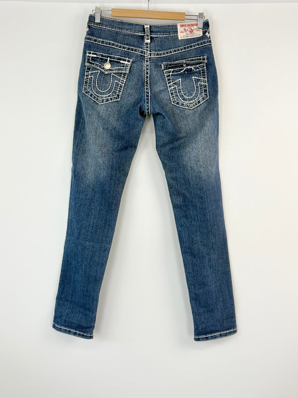 True Religion Dark Blue Distressed Skinny-Fit Jeans - W29