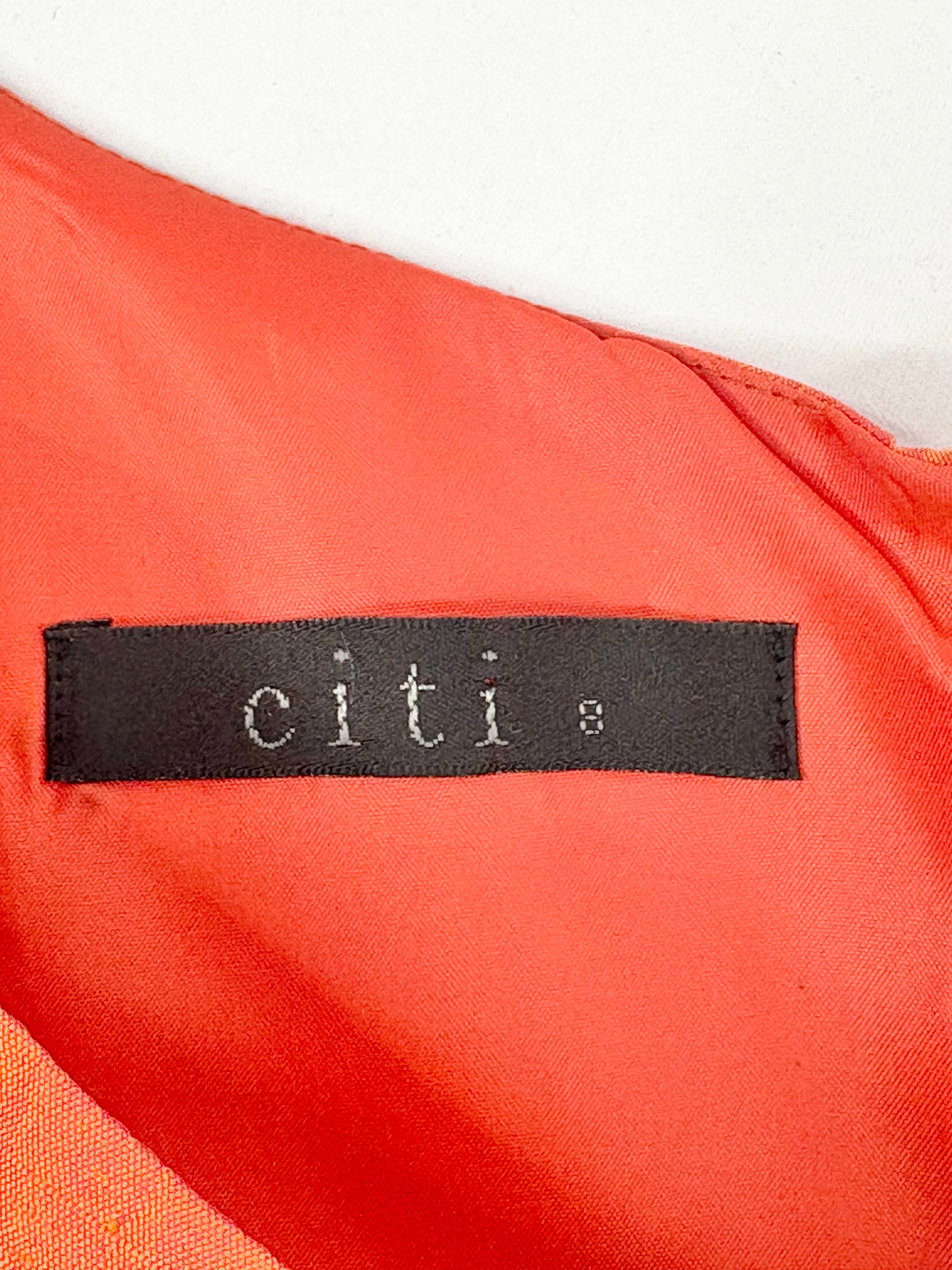 Citi Vintage Raw-Silk Orange Fitted Dress - AU8