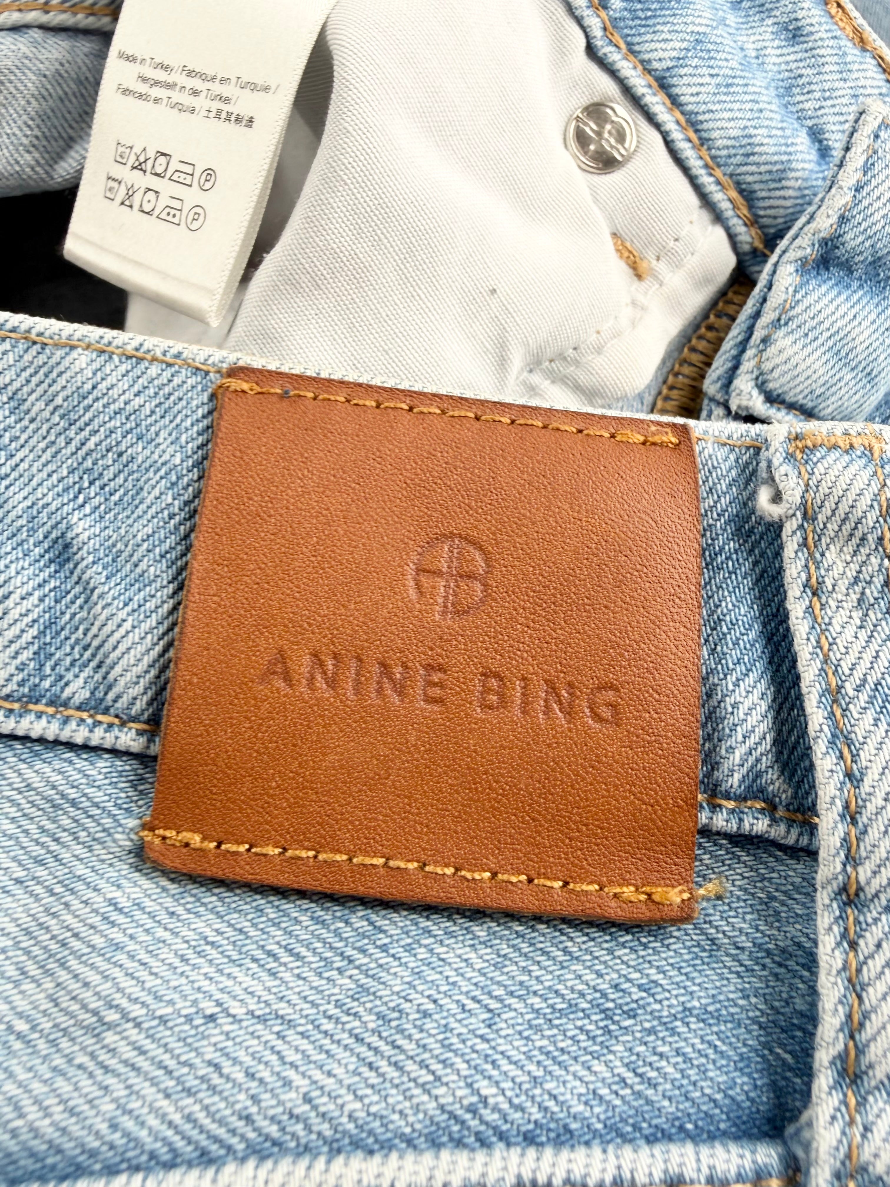 Anine Bing Pale Blue High Waisted Raw Hem Denim Jeans - AU26