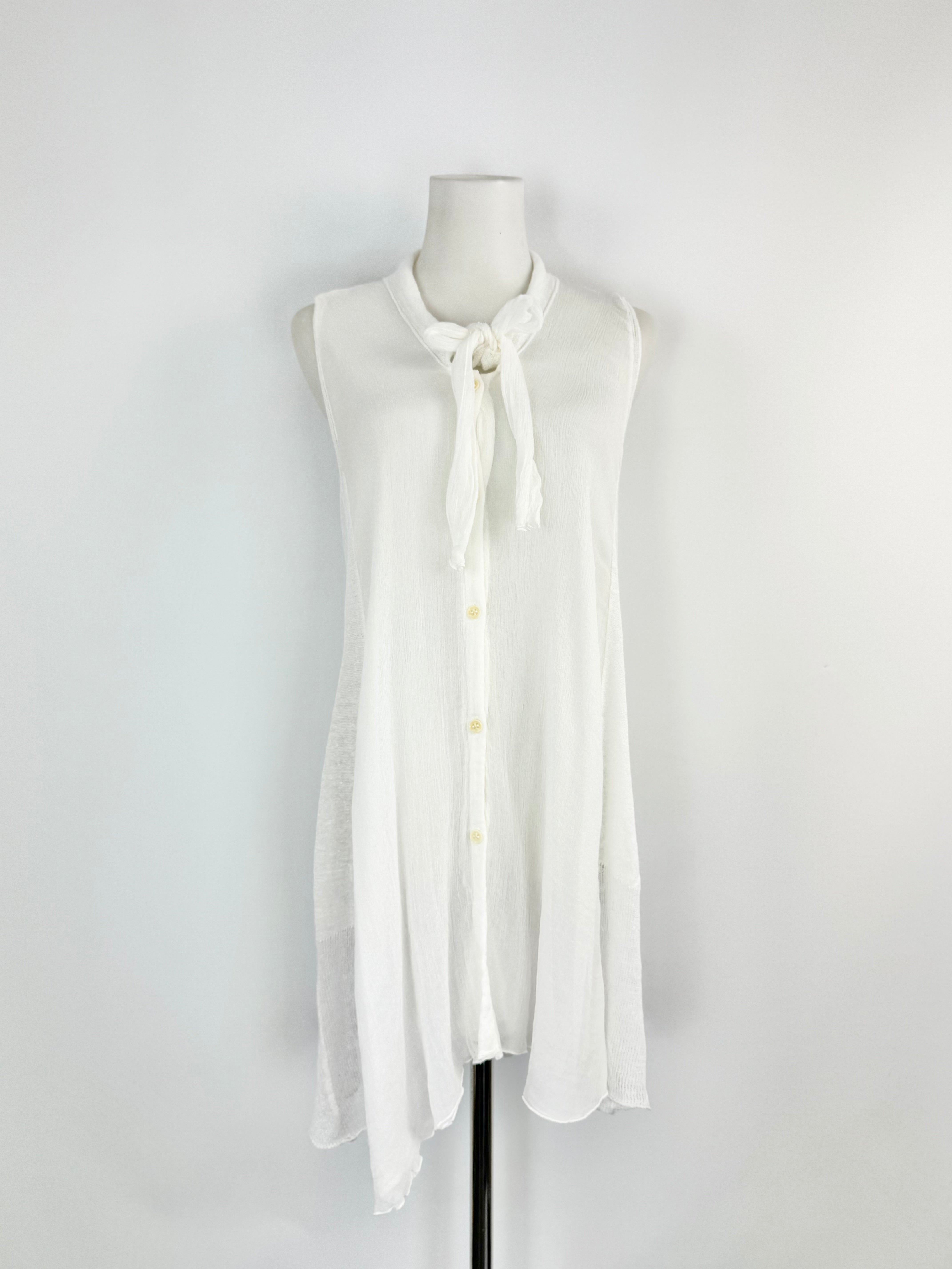 Transist Par Such White Linen Sleeveless Top - AU10/12