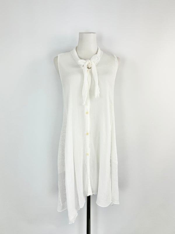Transist Par Such White Linen Sleeveless Top - AU10/12