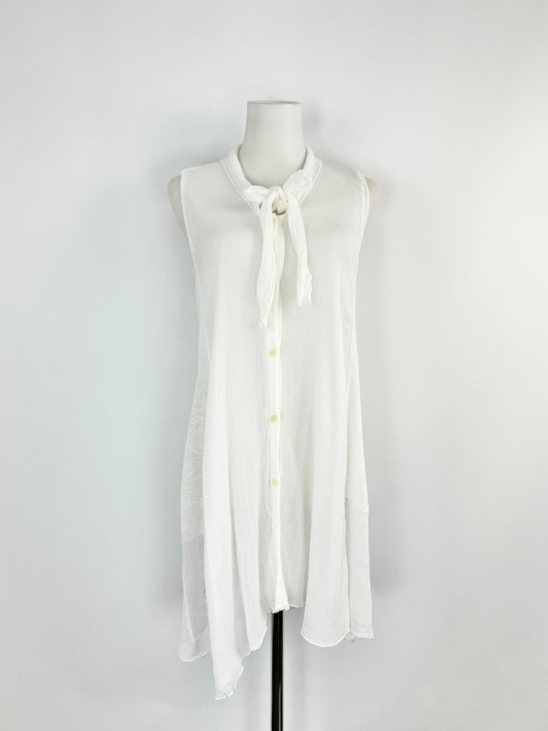 Transist Par Such White Linen Sleeveless Top - AU10/12