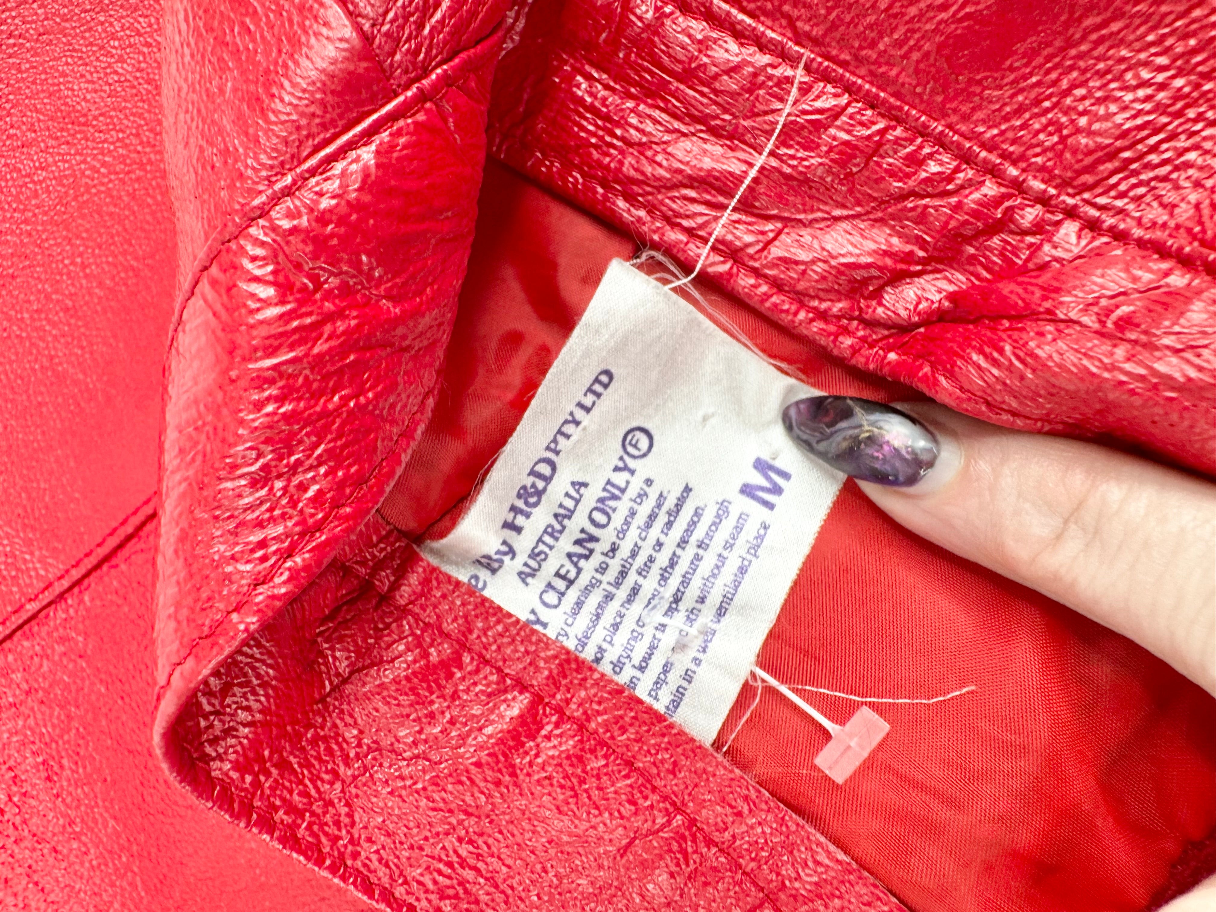 H&D Red Leather Mini Skirt - AU8/10