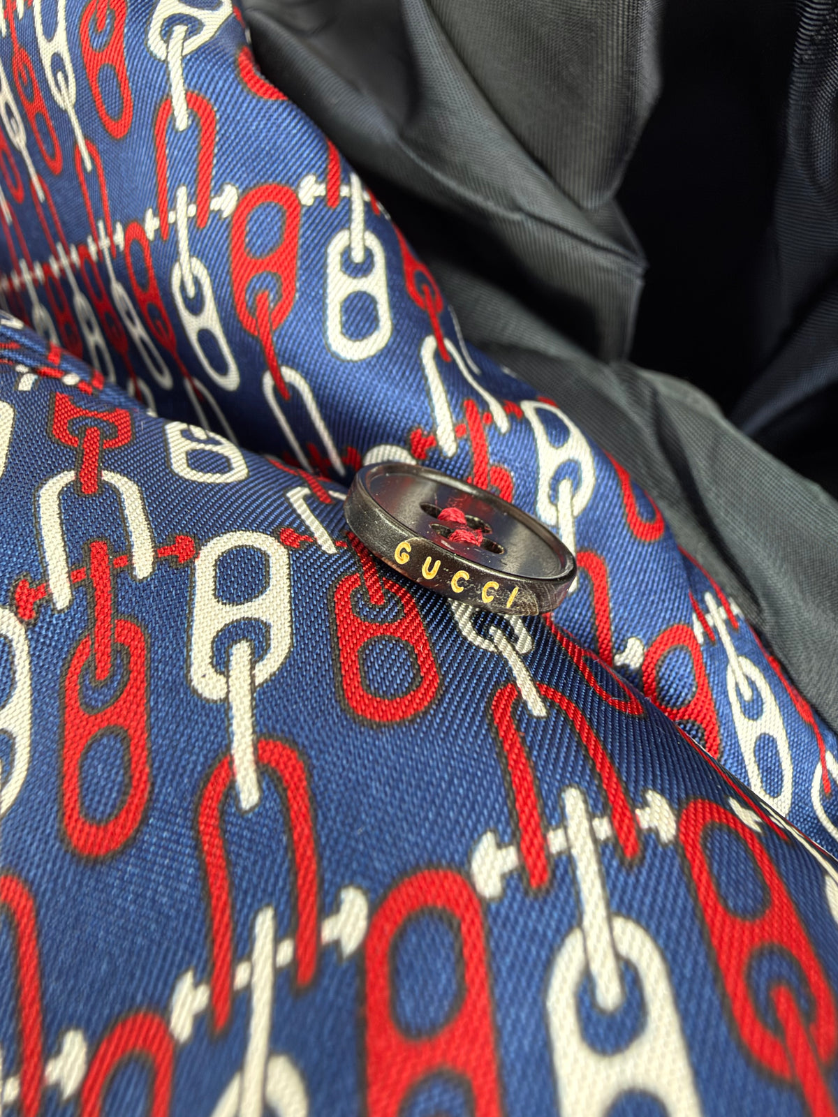 Gucci Red & Cream Herringbone Pattern Silk & Cotton Blend Sports Coat - L