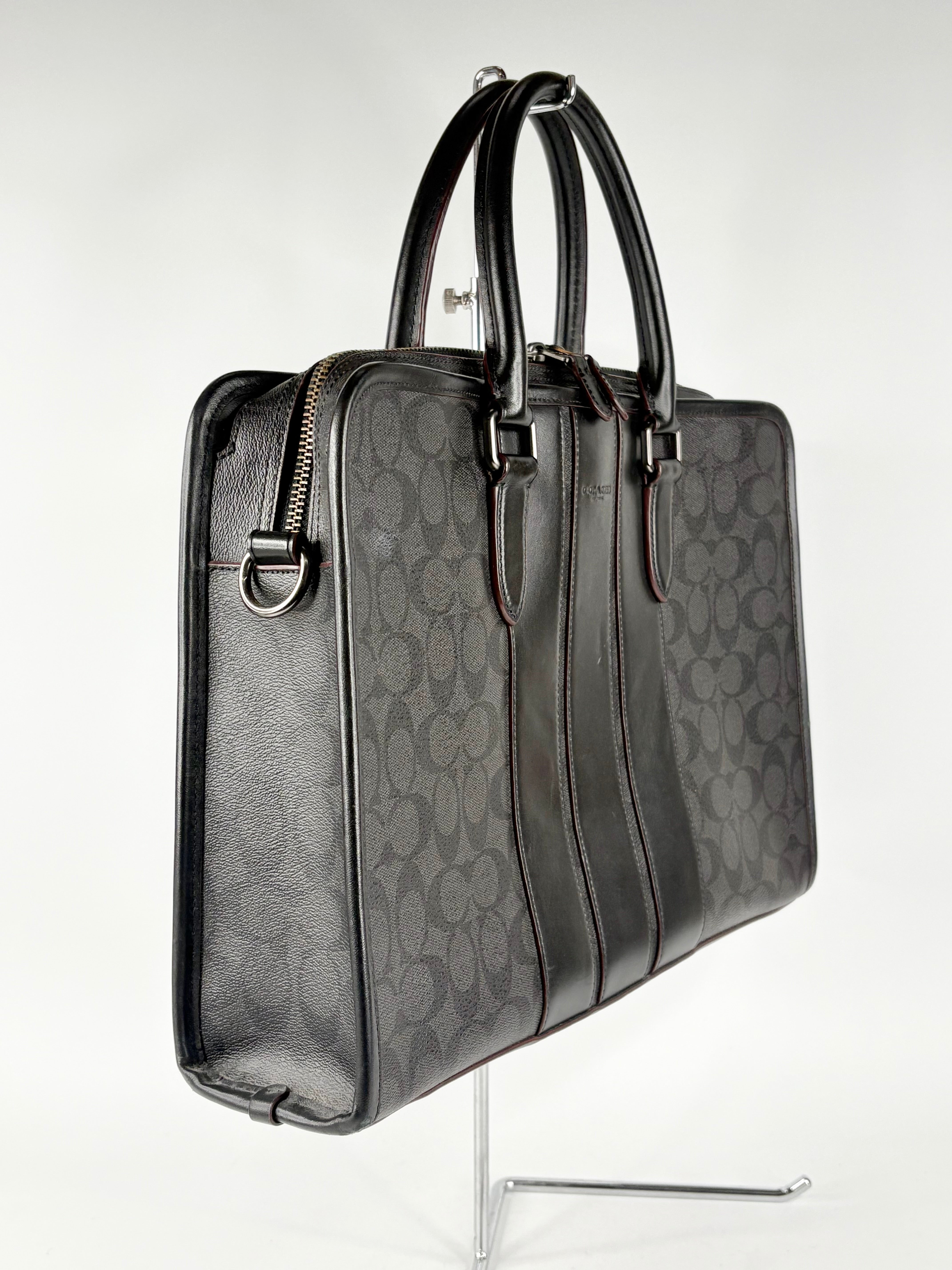 Coach Black Leather Monogrammed Briefcase