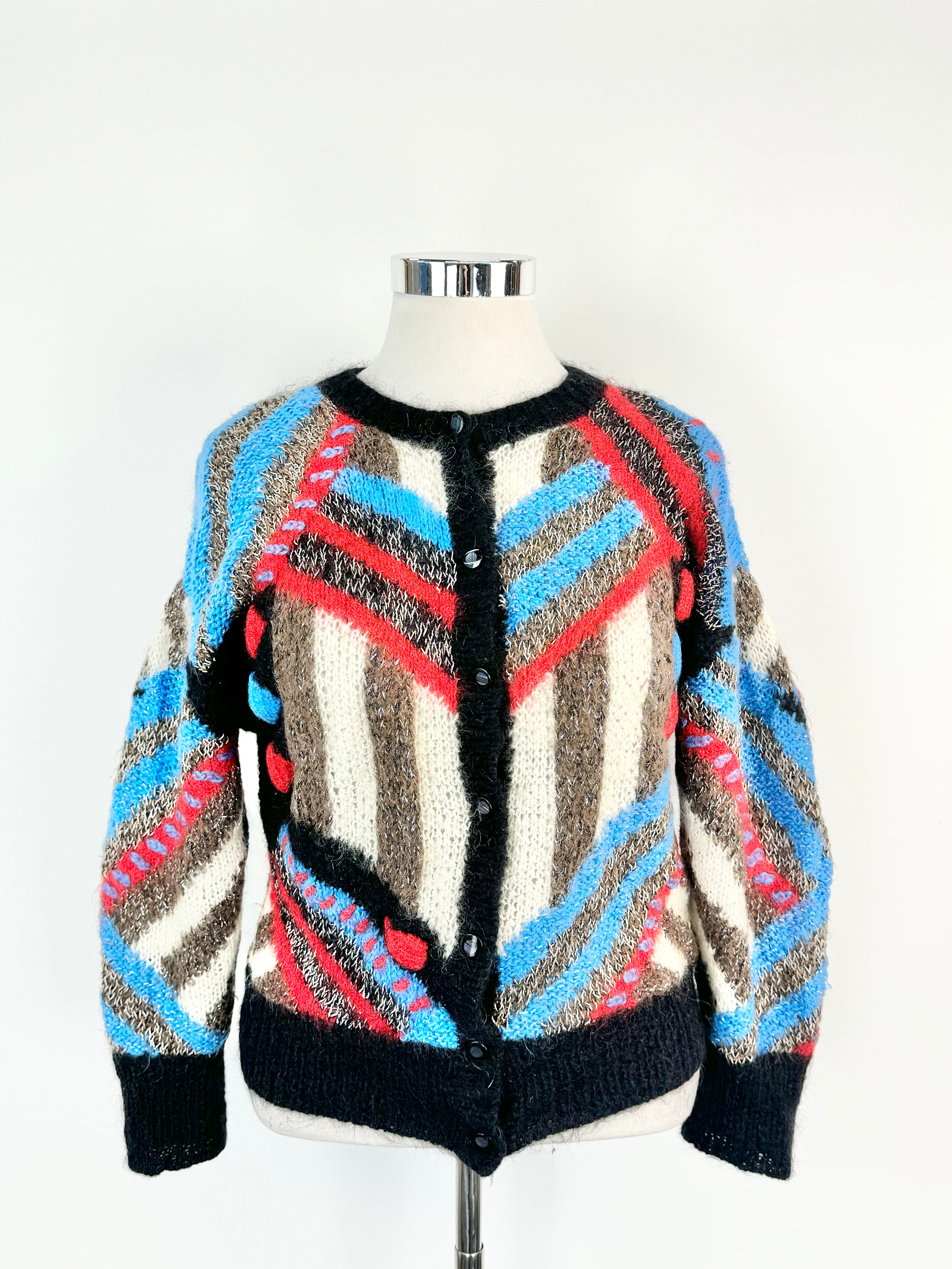 Hand Knit Multicolour Fluffy Cardigan
