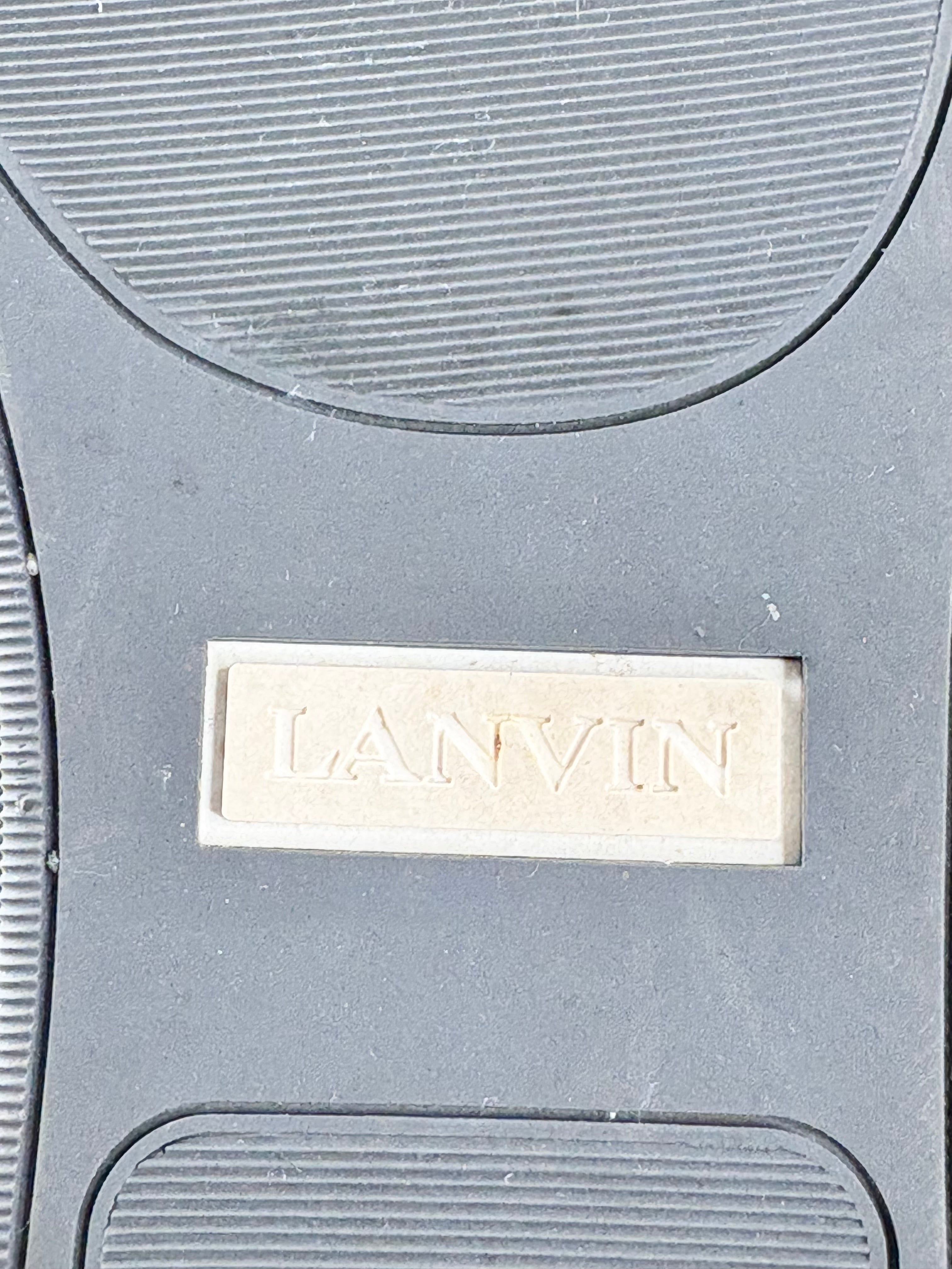 Lanvin Navy Blue Leather High-Top Sneakers - EU45
