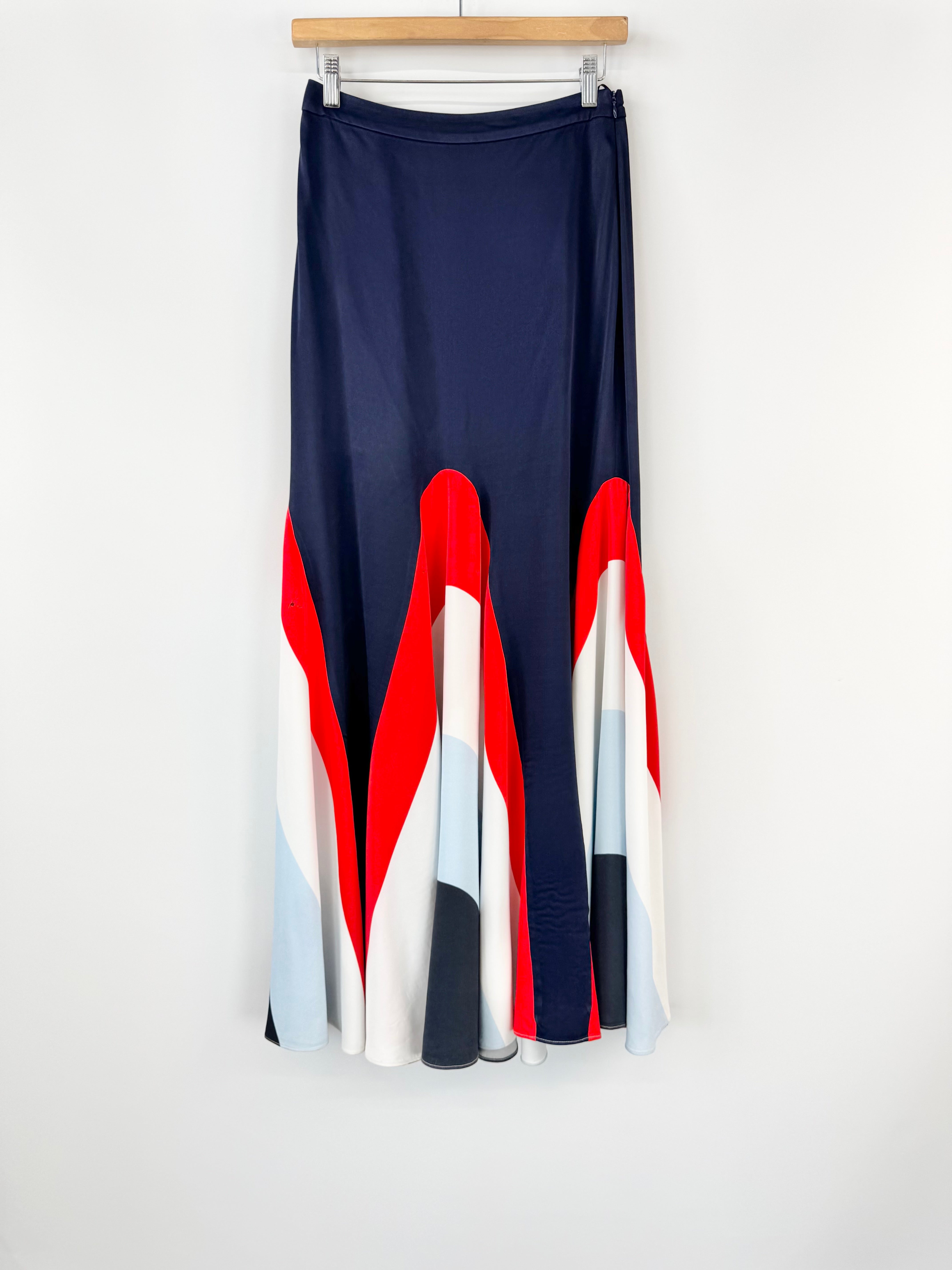 Sass & Bide Navy, Red & White Flared Maxi Skirt - AU8
