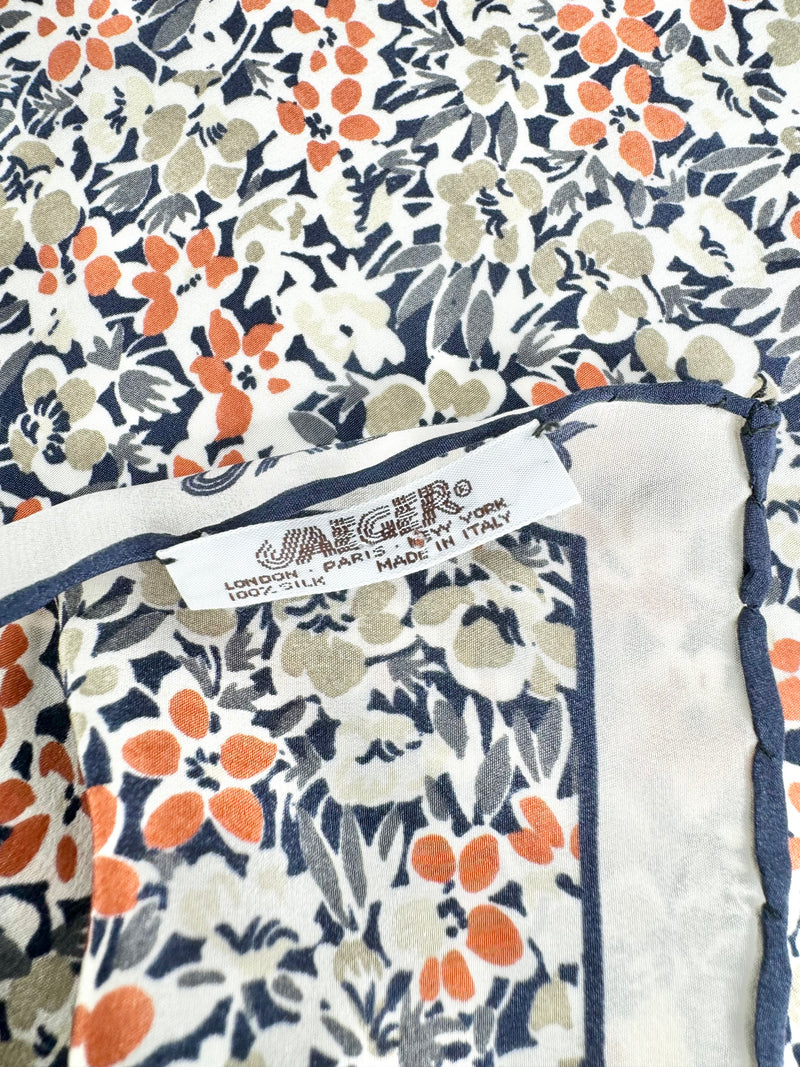 Vintage Jaeger London Microfloral Silk Scarf