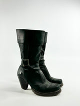 Neosens Black Buckle Heeled Calf Boots - EU40