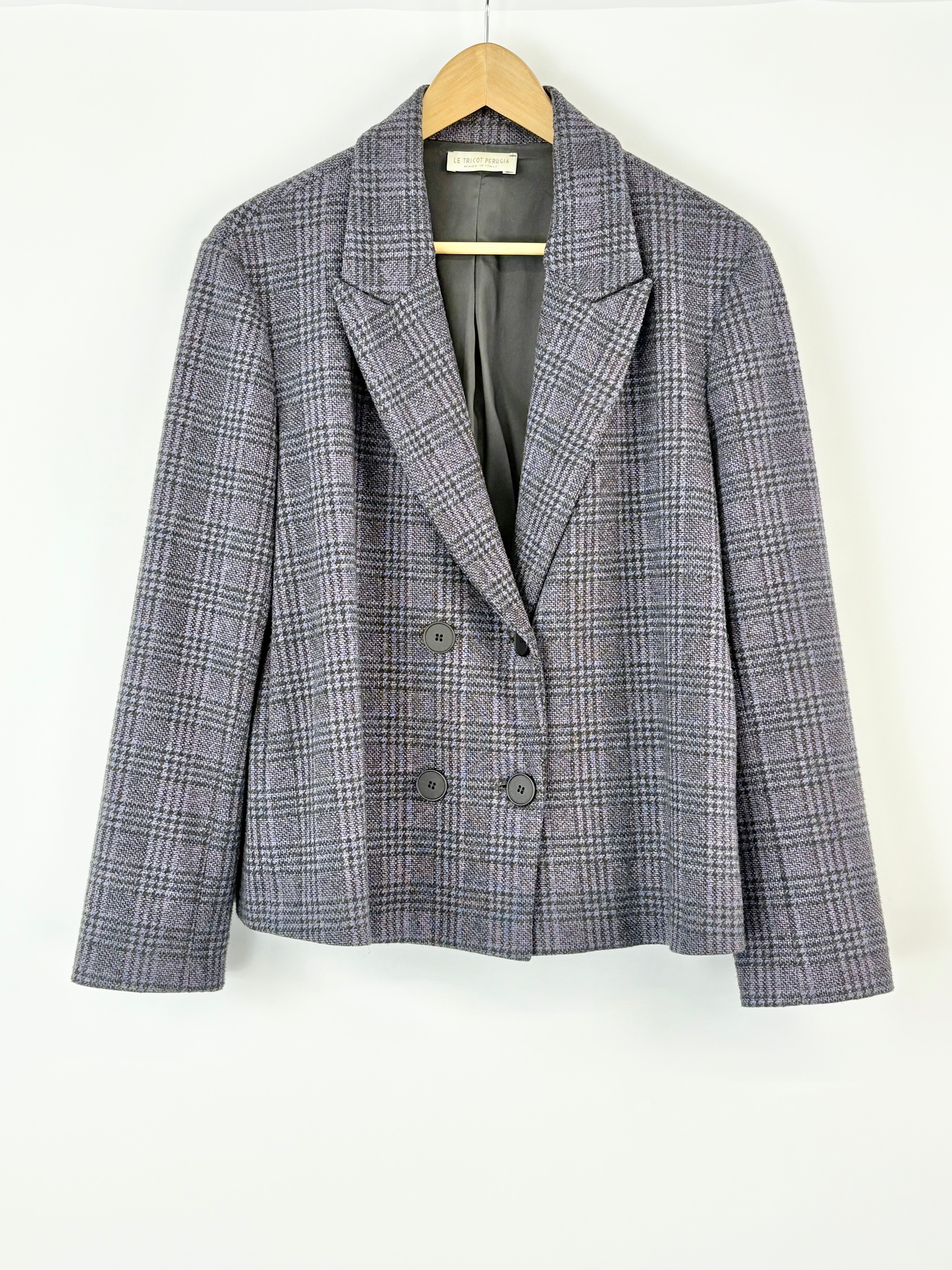 Le Tricot Perugia Purple-Check Blazer - AU12/14