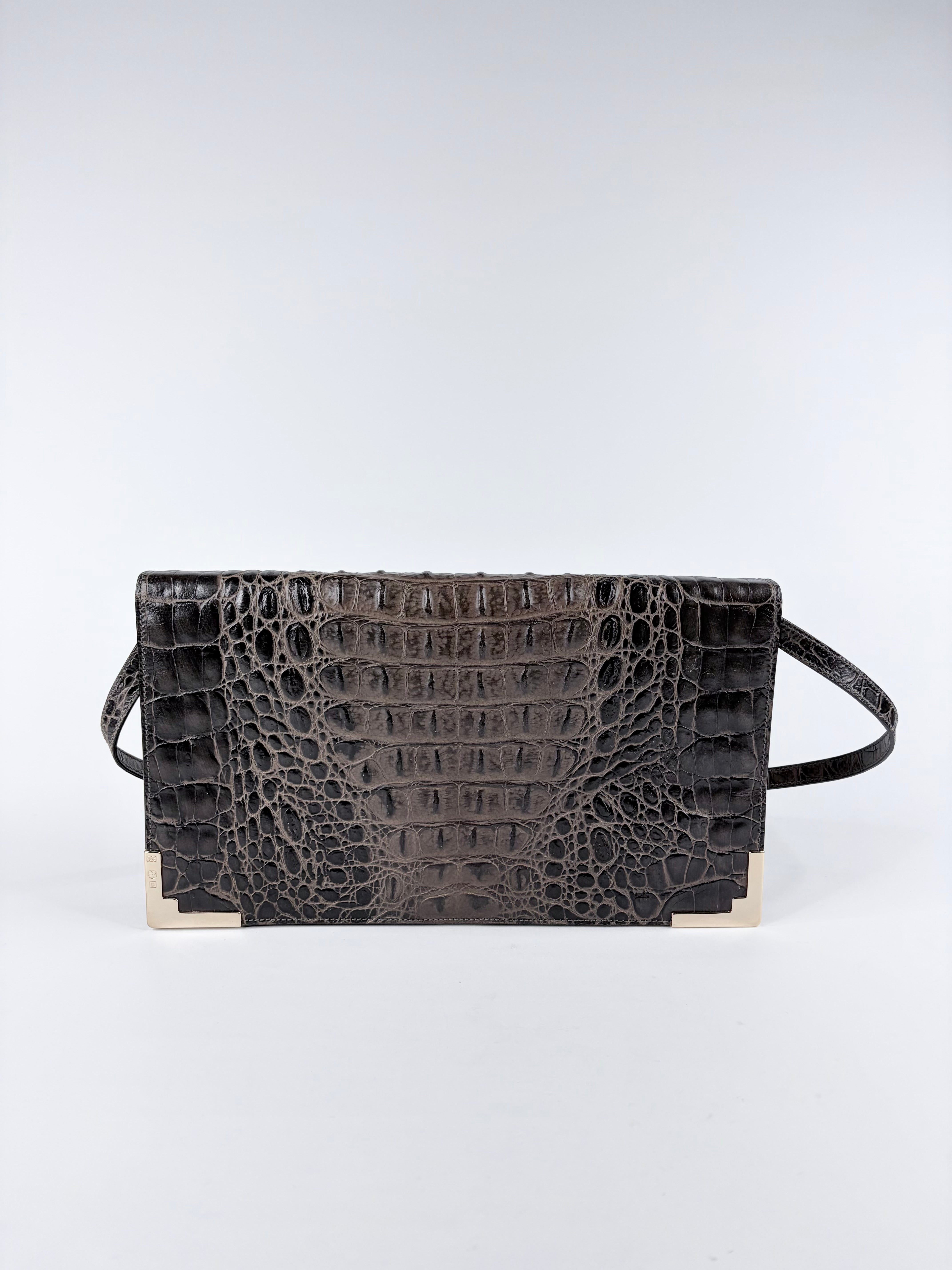Escada Croc Textured Cross Body Bag