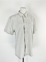 Billy Reid Striped Cotton Button Up T-Shirt - M