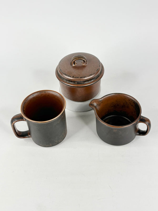 Arabia Finland Ruska Patterned 3pc Coffee Set