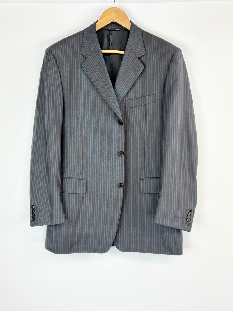 Canali for Saks Fifth Avenue Charcoal Striped Wool 2pc Suit - 52R