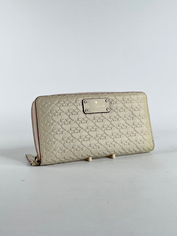 Kate Spade Beige Leather Embossed Wallet