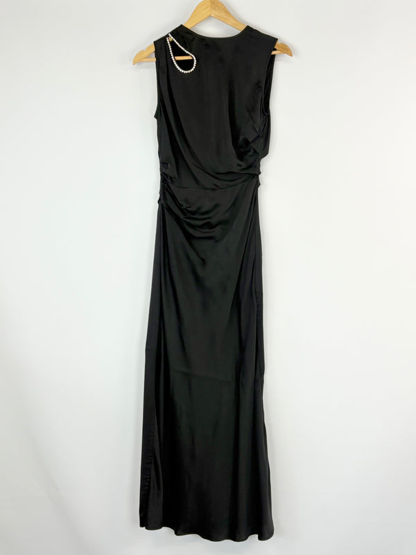 Rachel Gilbert Black Diamante-Encrusted Shoulder Gown - AU6
