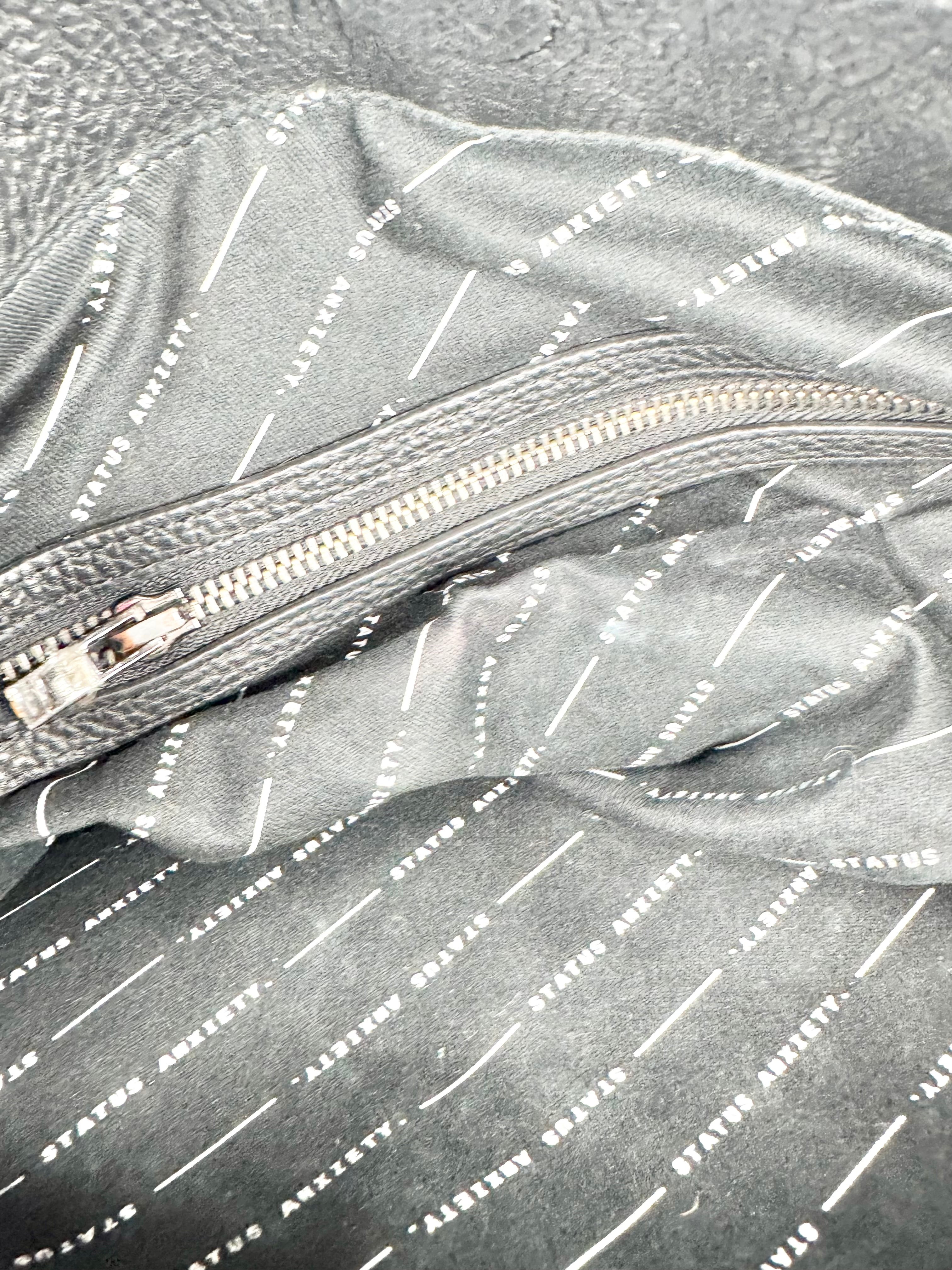 MFW Status Anxiety Black Grained Leather Shoulder Bag