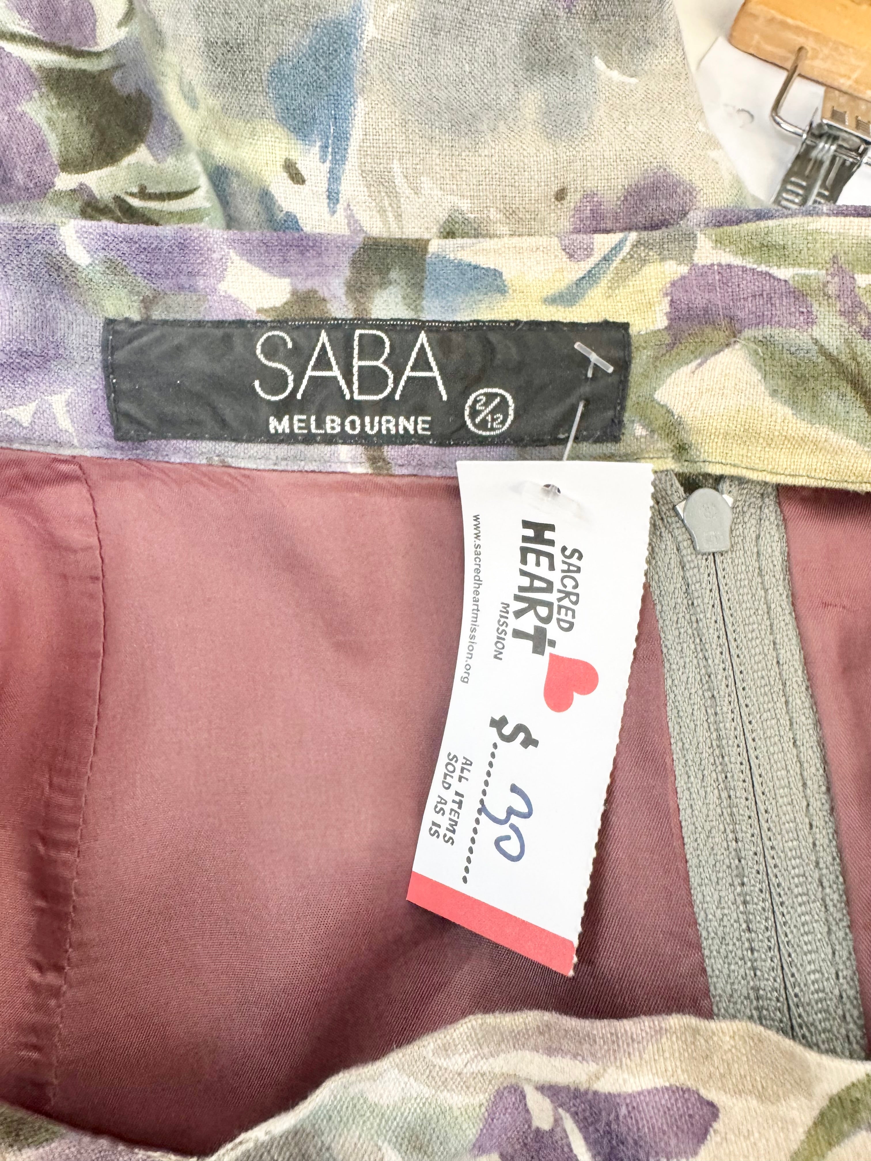 Vintage Saba Floral Linen Skirt - AU12