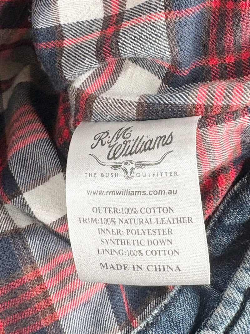 R.M. Williams Beige & Indigo Denim Padded 'Longhorn' Vest - L