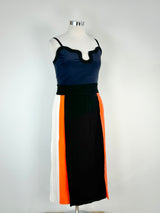 Victoria Beckham Blue, Black, Orange & White Maxi Dress - AU10