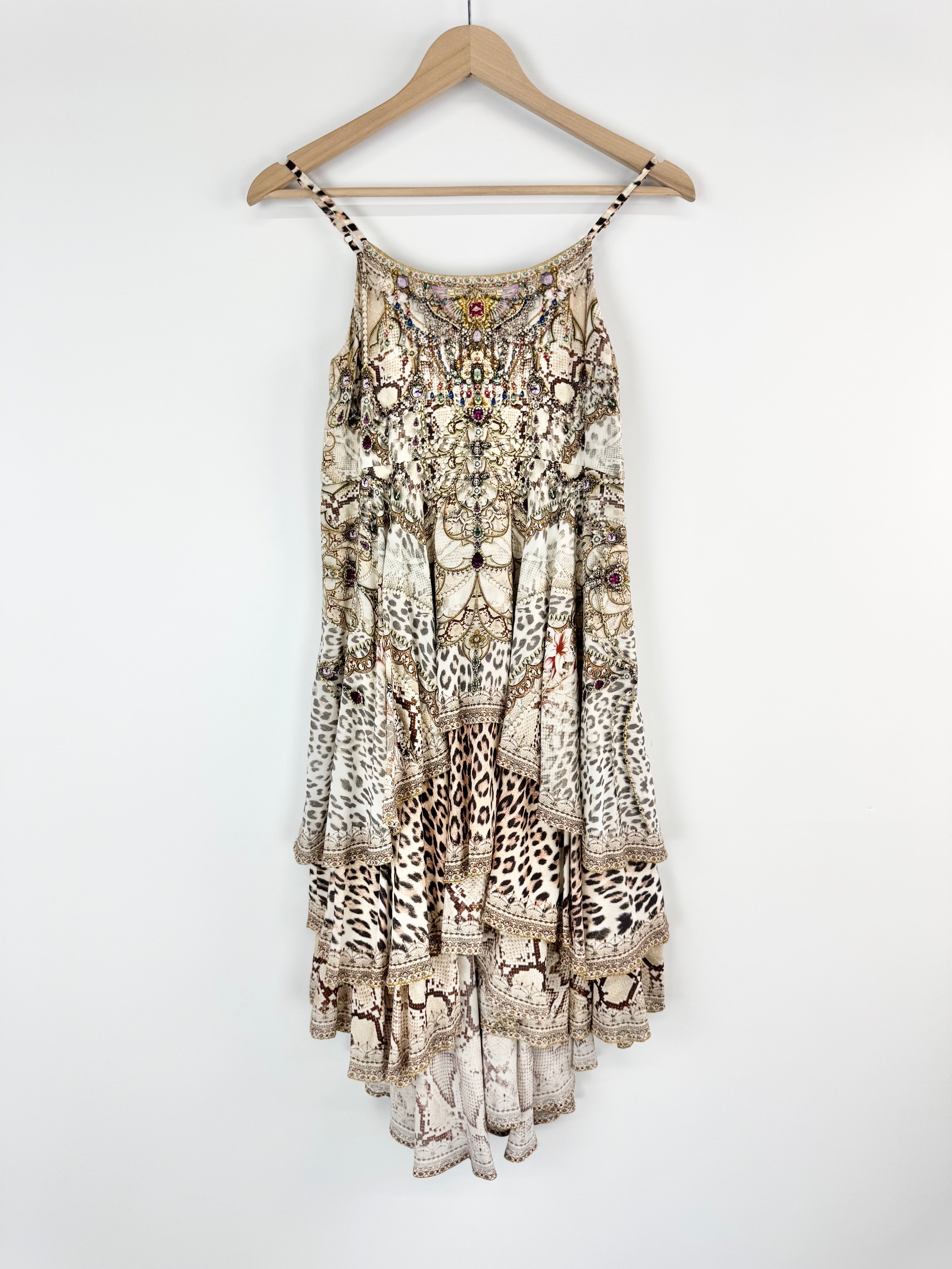 Milla by Camilla Animal Print and Crystal Studded Tiered Dress - 12 Years