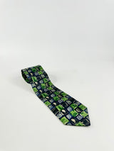 Vintage Pierre Cardin Green & Blue Pattern Tie