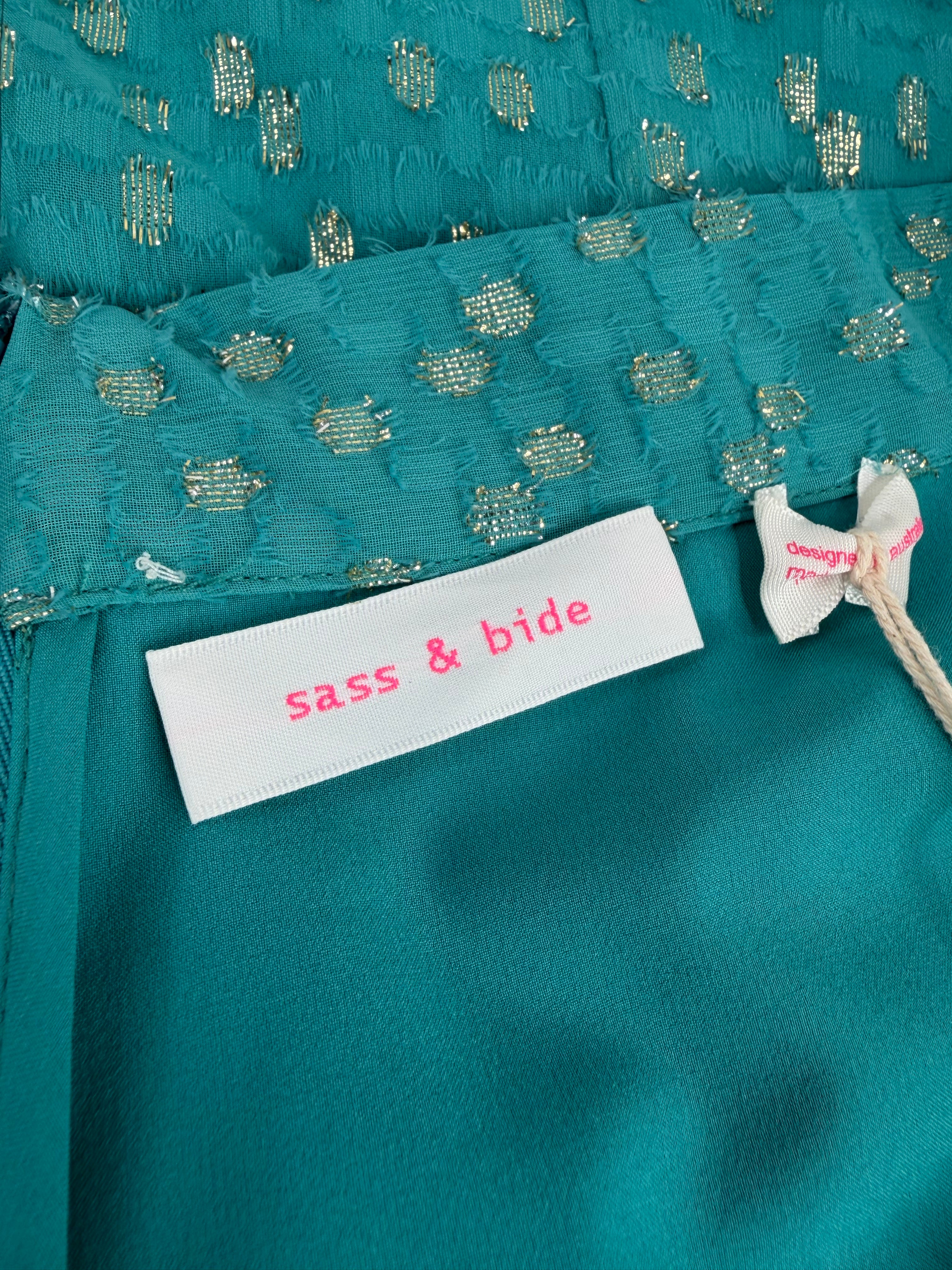Sass & Bide Turquoise & Gold 'Only Imagine' Frilled Maxi Skirt NWT - AU14