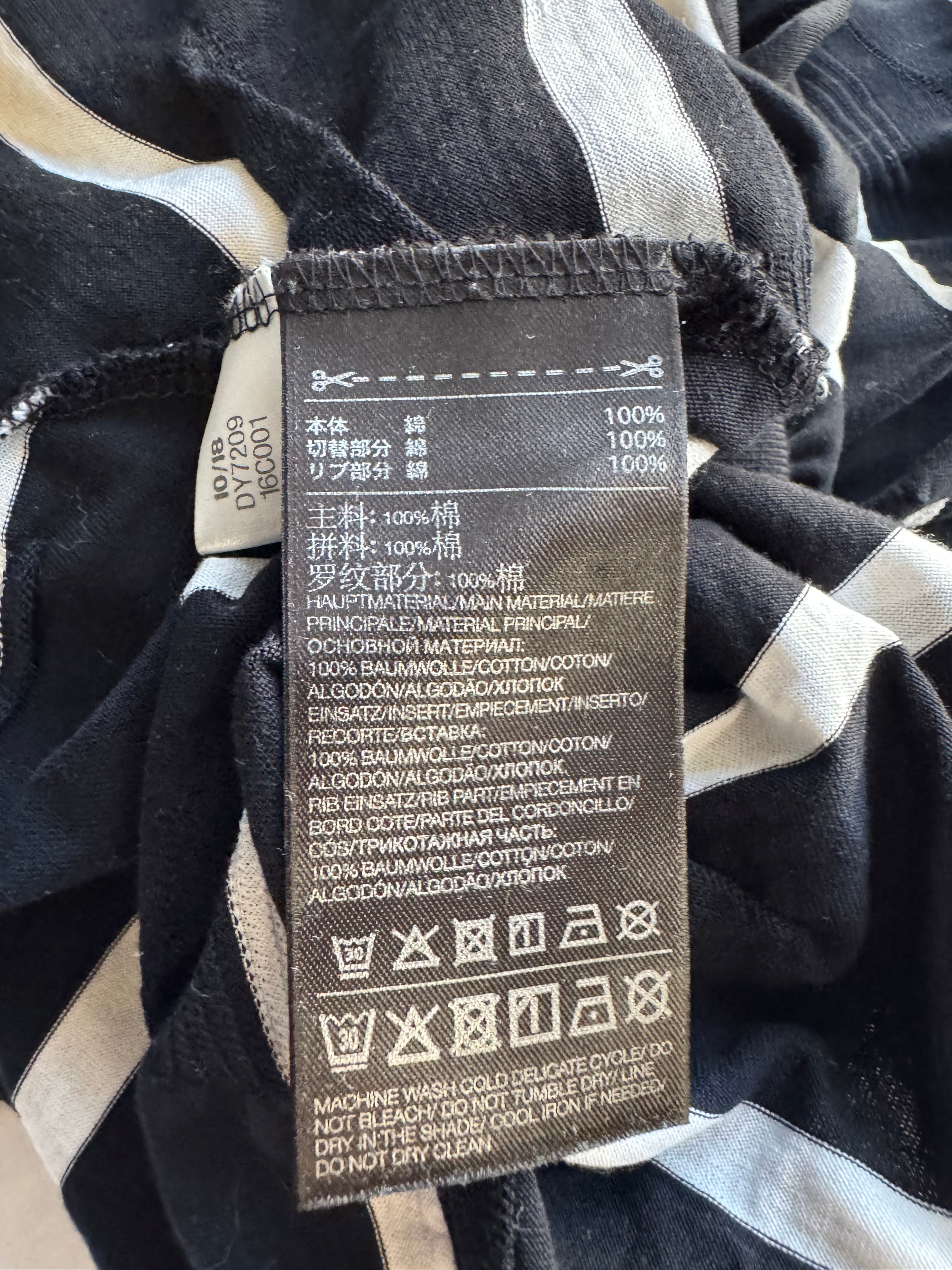 Y-3 by Yohji Yamamoto Black & White Squiggle Pattern Dolman Sleeve Top - AU8/10